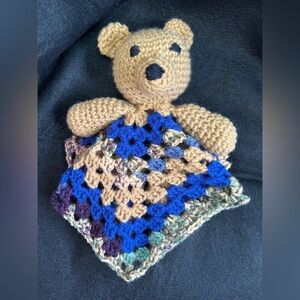 Crochet Teddy Bear Lovey Blanket